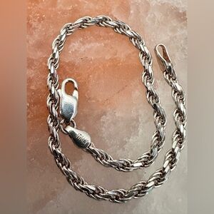 VINTAGE 925 STERLING SILVER 7’ ITALIAN ROPE CHAIN BRACELET INISEX 6.27 G 0620 R